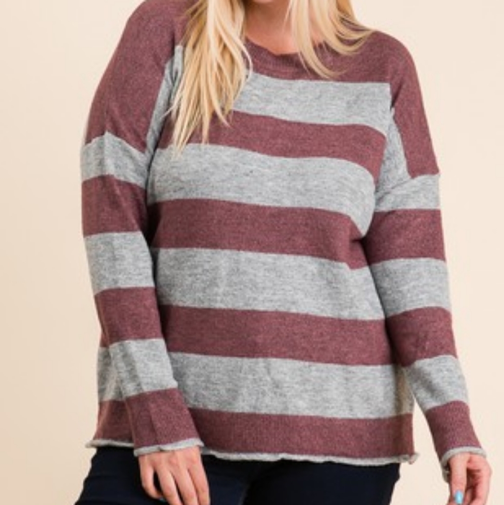 Mauve grey stripe sweater